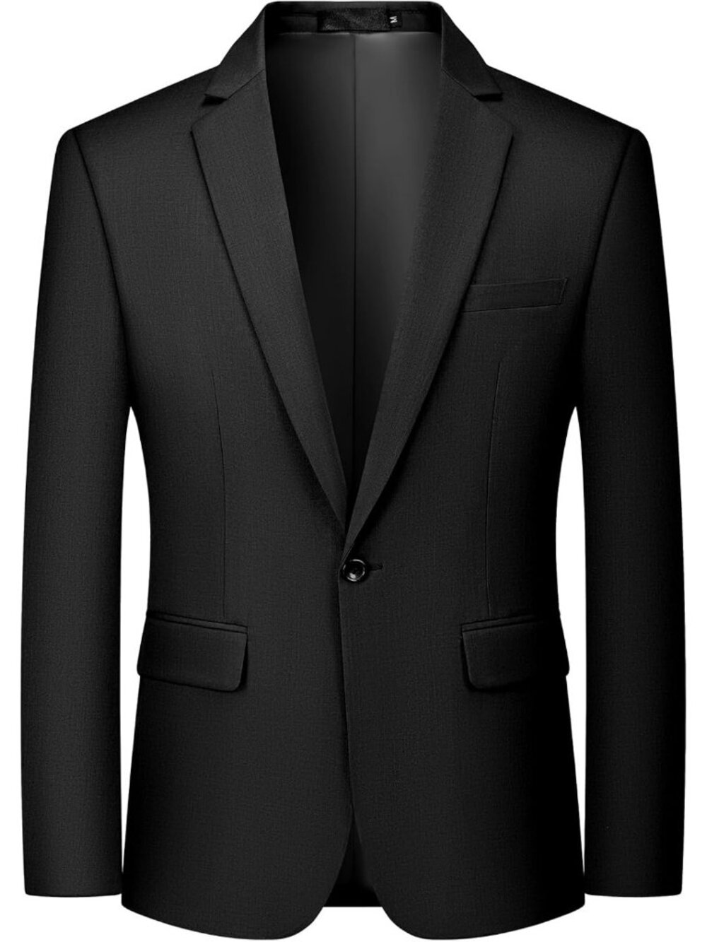 Men's Black One Button Suit Jacket Elegant Blazers Slim Fit Coats Long Selves